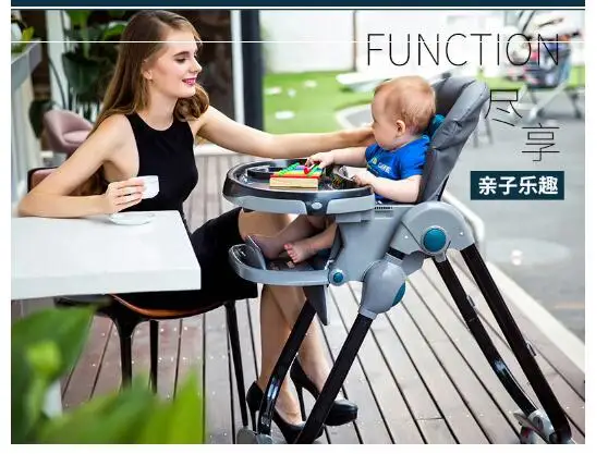 

2019 new six-in-one baby dining chair foldable multi-function portable child baby chair height adjustable
