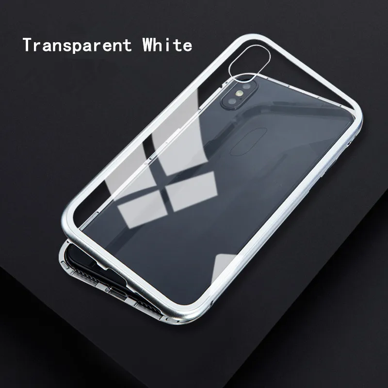 Магнитный чехол для samsung S10 S8 S9 Plus S10E S7 Note 9, стеклянная крышка для huawei mate 20 P30 P20 Pro Lite Nova 4 Honor 10 Lite - Цвет: White