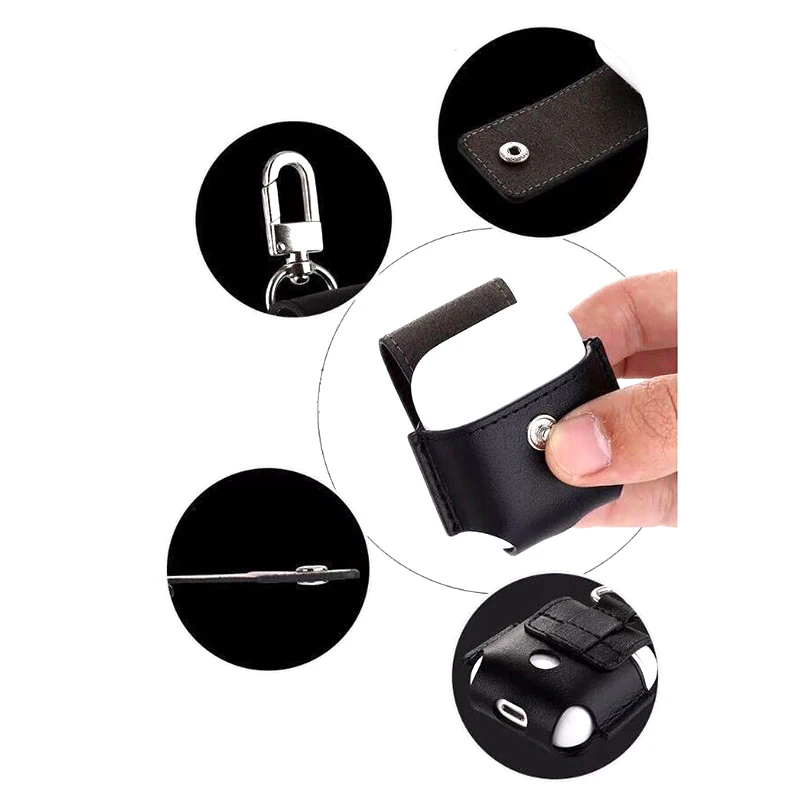 for Airpods Case Portable PU Leather Cover Case Protective Carry Bag Anti Lost Storage Pouch Bag for Apple Airpods (3)