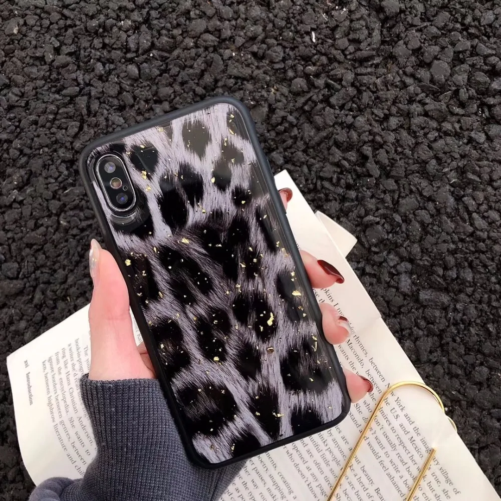 

Luxury gold foil Leopard Print Phone Cases For iphone XR XS Max Case For iphone X 8 7 6S 6 plus Back Cover Fashion Glossy Soft for iPhone 11 11pro Max