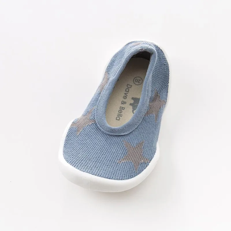DB7610 Dave Bella обувь для малышей с мягкой подошвой для новорожденных Модные Детские носочки с резиновой подошвой детская обувь - Цвет: smoke blue