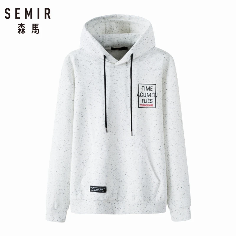 SEMIR Для мужчин с принтом капюшоном толстовка кенгуру С карманами и эластичной