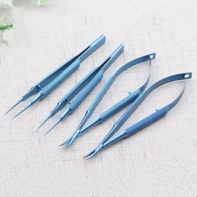 

4pcs/setTitanium Tlloy Surgical Instruments Ophthalmic Microsurgical Instruments 12.5cm Scissors+Needle Holders +Tweezers