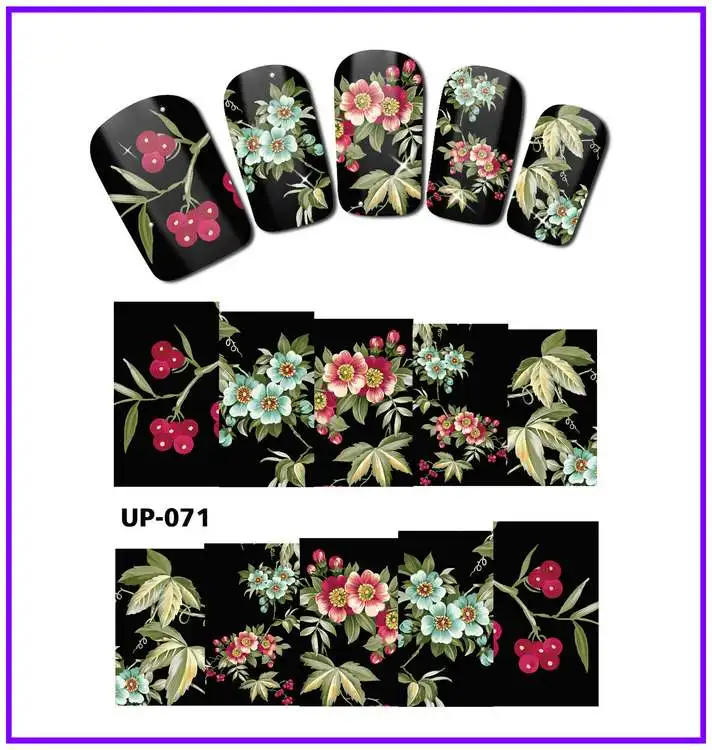 UPRETTEGO 12 упак./лот переводка NAIL ART наклейки на ногти слайдер полное покрытие цветочное рождественское розовое китайская Астра тысячелистник UP61-72