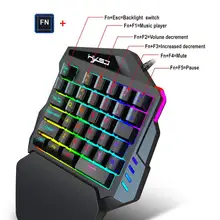 One-Hand Gaming Keyboard Left Hand Machine Feel Compact Mini Portable Mobile Games Keyboard for Game PUBG gaming keyboard mini k109 one hand 38 keys operation mobile games external connection mechanical keyboard for computer laptops