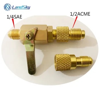 

R12 R134A R410A Refrigeration Ball Valve Connector Switch Valve Add Liquid Close Ball Valve BV1414M two ports male 1/4SAE