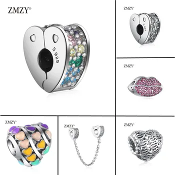 

ZMZY New Original 100% 925 Sterling Silver Charm Rainbow Arcs CZ Clip Spacer Beads Fit Pandora Bracelets DIY Women Jewelry