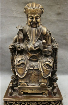

wholesale factory 15" Folk Chinese Pure Bronze Heavenly Dragon Emperor RuYi Mammon God Statue Set 25% off