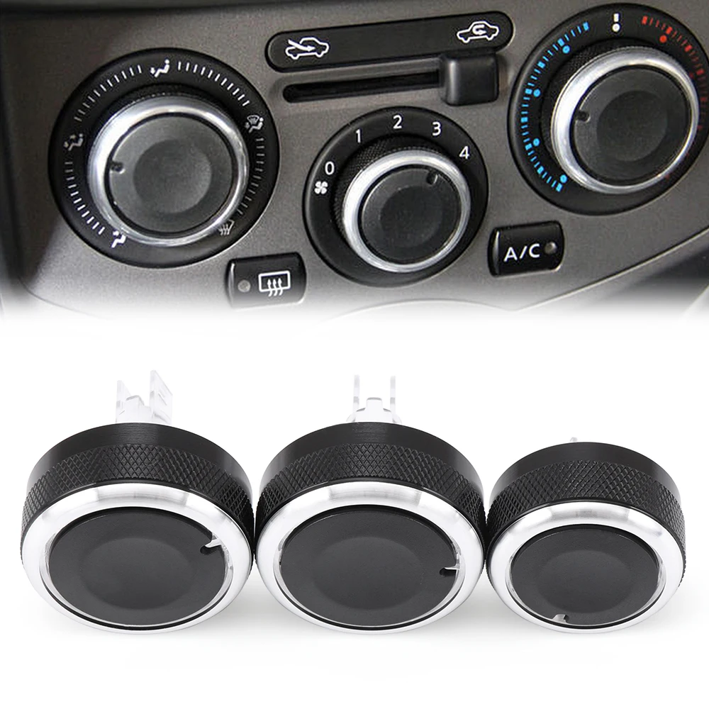 3pcs/set Car Air Conditioning Heat Control Switch Ac Knob Button Cover
