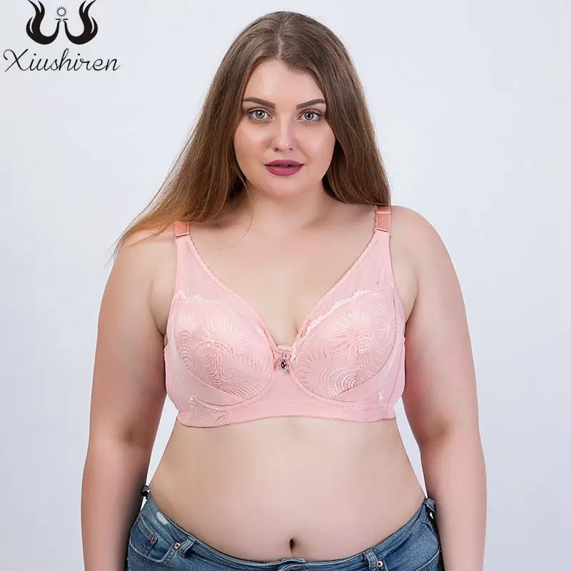 Xiushiren Women Comfy Sex Lace Minimizer Bra Breathable Adjustable Side Wide Bras Plus Size Full