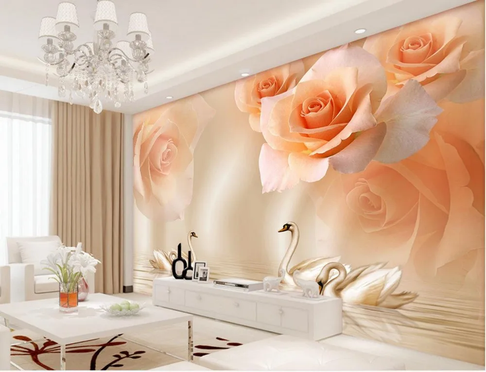 Orange Rose 3d Wallpaper Bunga 3d Stereoscopic Wallpaper Landscape