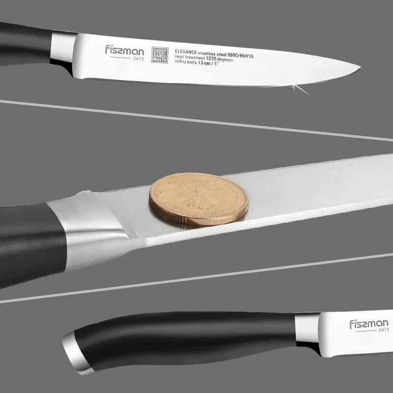 FISSMAN 5 дюймов нож для кухни серии ELEGANCE немецкий стальной с ручкой ABS конический