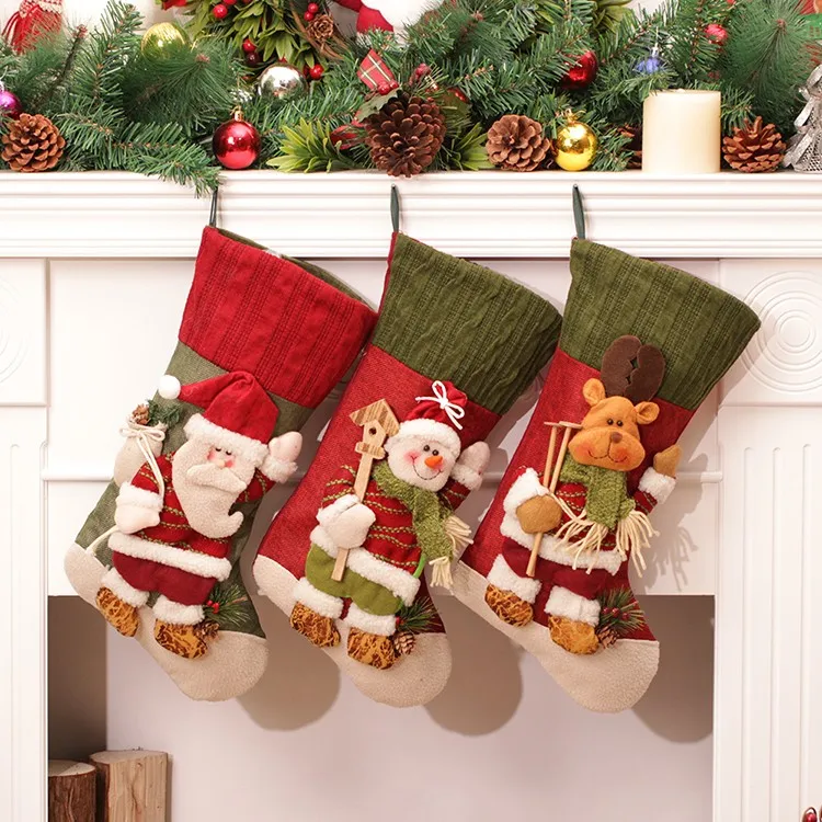 Рождественские чулки Санта-Клауса, снеговика, лося, рождественские держатели для подарков, рождественские подарочные пакеты, висячие украшения navidad