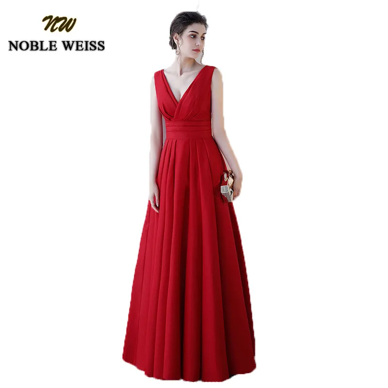 Благородные элегантные атласные красные платья для выпускного вечера, длинные платья в пол для особых случаев с сексуальным v-образным вырезом для девочек, vestido de festa