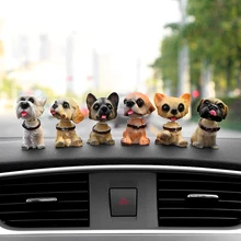 Украшение для автомобиля, 6 шт./лот, милые украшения из смолы, кивающая собака, кукла, прекрасный авто интерьер, приборная панель, качающаяся голова, игрушечный щенок