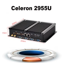 Заводская цена мини-компьютер без вентилятора мини pc ubuntu celeron 2955u 2 * lan 6 * rs232 2 * hdmi промышленный pc прочный pc металлический корпус черный