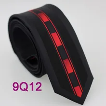 YIBEI Coachella Модные мужские Узкие галстуки черные и красные вертикальные полосы галстуки тонкий краватта тощий черный кайма деловой шейный галстук