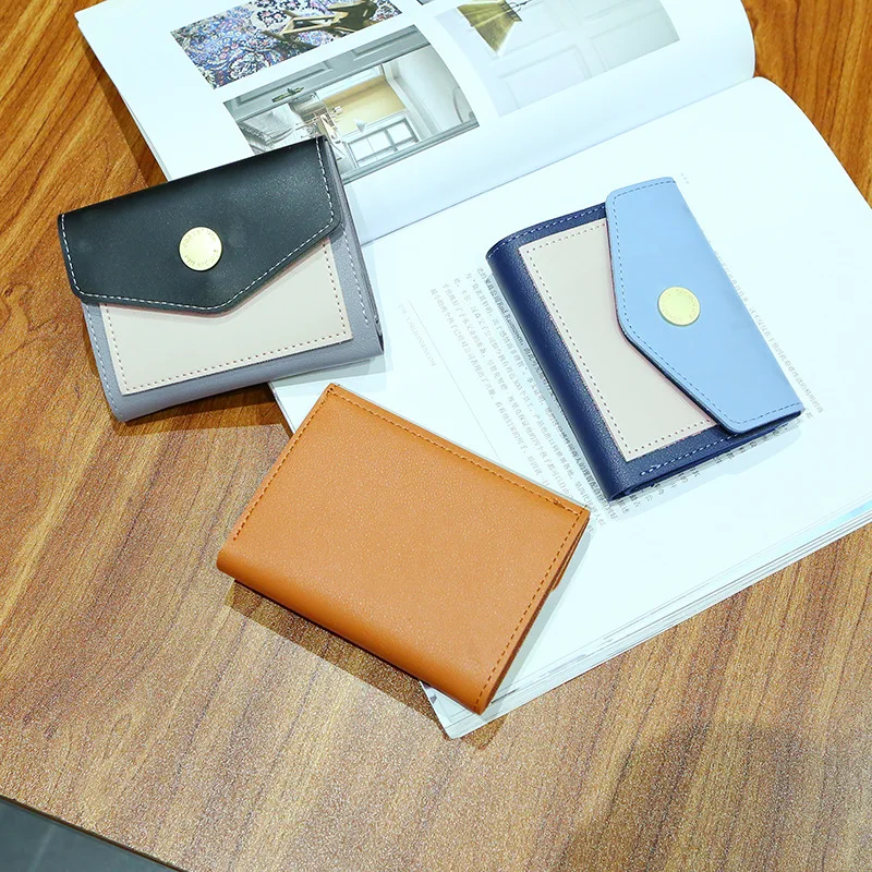2019 women's short women's wallet button decoration mini wallet small folding PU leather female coin purse card package 144 2019 women's short women's wallet button decoration mini wallet small folding PU leather female coin purse card package 144