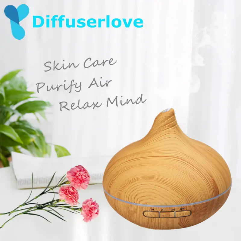 

Diffuserlove 400ml Wood Grain Air Humidifier Ultrasonic Aroma Essential Oil Diffuser with 7 Color Changing LED Light for Office
