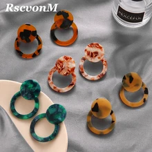 RscvonM модные большие серьги-гвоздики с эпоксидной смолой для женщин новые большие корейские круглые серьги с уксусной кислотой трендовые деревянные геометрические ювелирные изделия