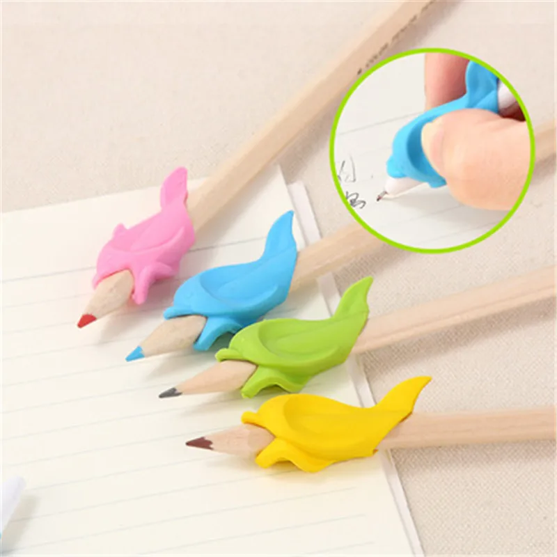 

30Pcs Children Correcting Pen Holder Postures Grip Cute Dolphin Learning Partner Students Stationery Pencil Practise Device Tool