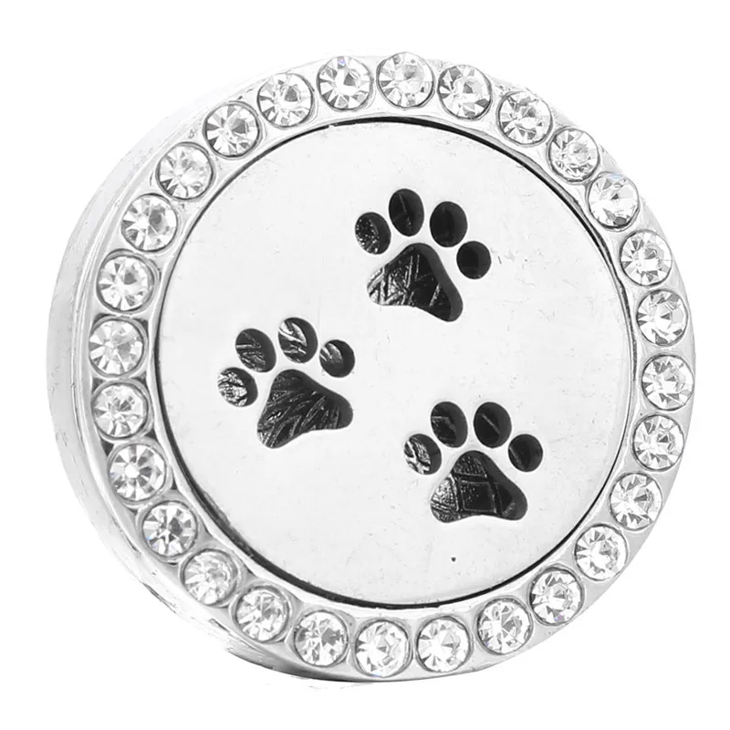 

New Perfume Locket Footprint Crystal Button Magnetic Essential Oil Diffuser Snap Button Fit 18MM Snap Bracelet Jewelry
