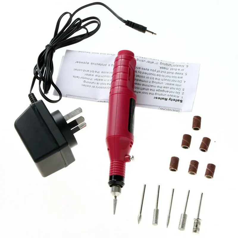 Профессиональная гелевая электрическая машинка для маникюра, дрель для ногтей, художественная ручка для штамповки ногтей, пластины для педикюра, пилка, инструмент для ухода за ногами, 1 набор, 6 бит