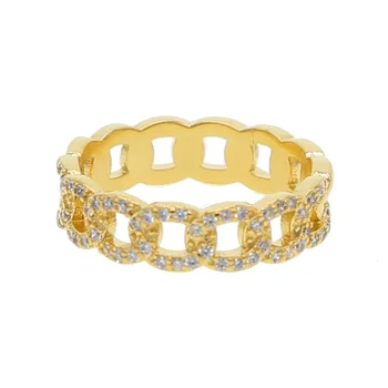

US SIZE 7 2018 new arrive design gold filled Real micro pave bling cz Cuban link chain design unique hip hop bling mens ring