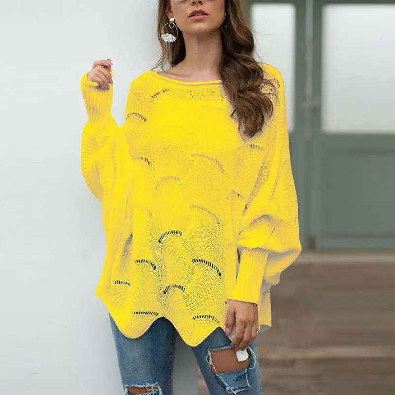 

2019 New Fall Winter Sweater Female Hollow Hook Flower Loose Sweater Casual Long Sleeve Womens Sweaters Pullover B31