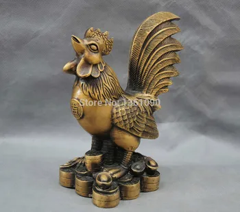 

xd 00472 9'' China Fengshui Zodiac Year Cock Rooster Bronze Statue