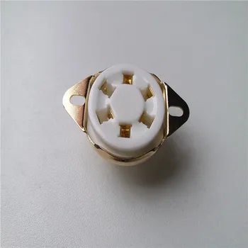 

3pcs ceramic tube socket 6 pin tube socket GZC6-21-G golden foot for 807 FU-7 24 37 46 27 FD-422 tube amplifier