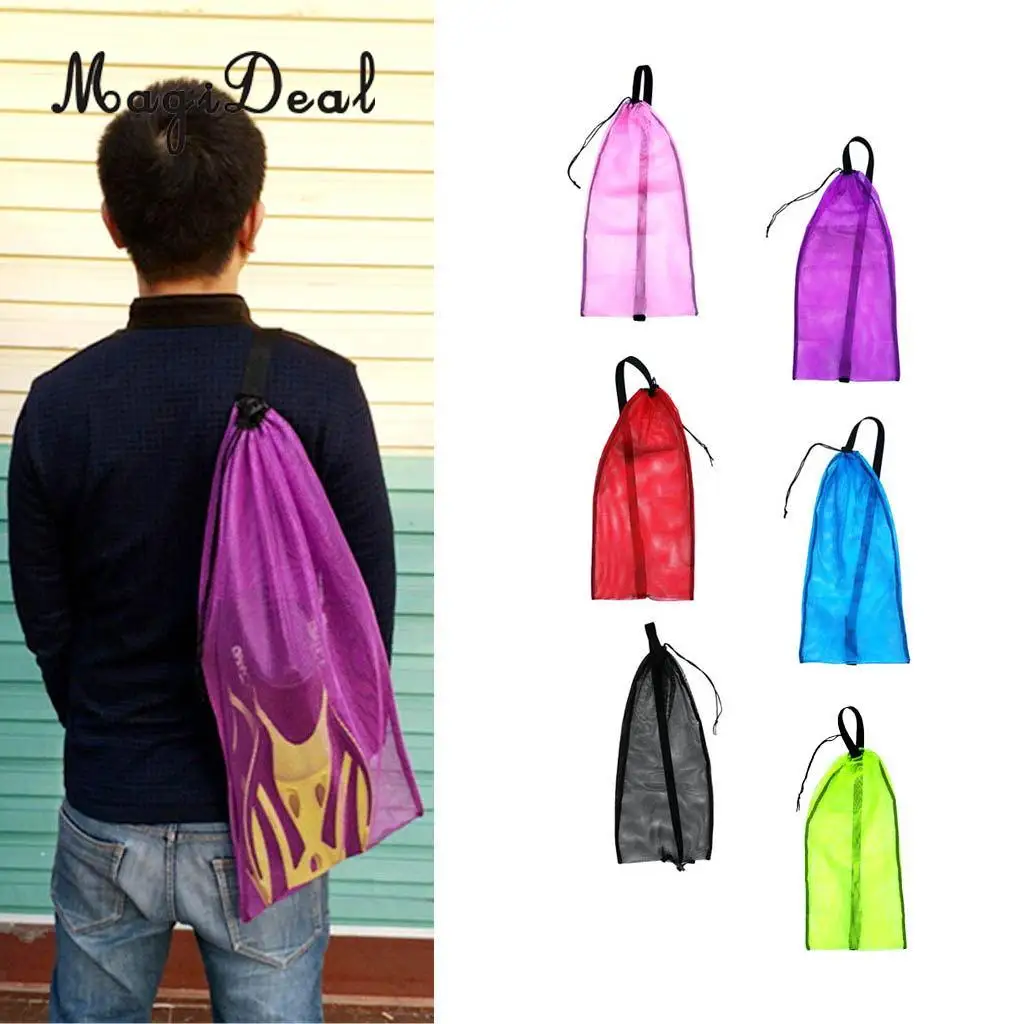Durable Scuba Diving Dive Snorkeling Swimming Fins Goggles Mask Swimwear Drawstring Mesh Gear Hand Bag Carry Backpack Accessory