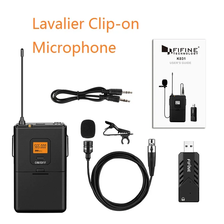 

Fifine Wireless Lavalier microphone for PC Mac phone with USB receiver for teaching meeting recording free your hand 031-2