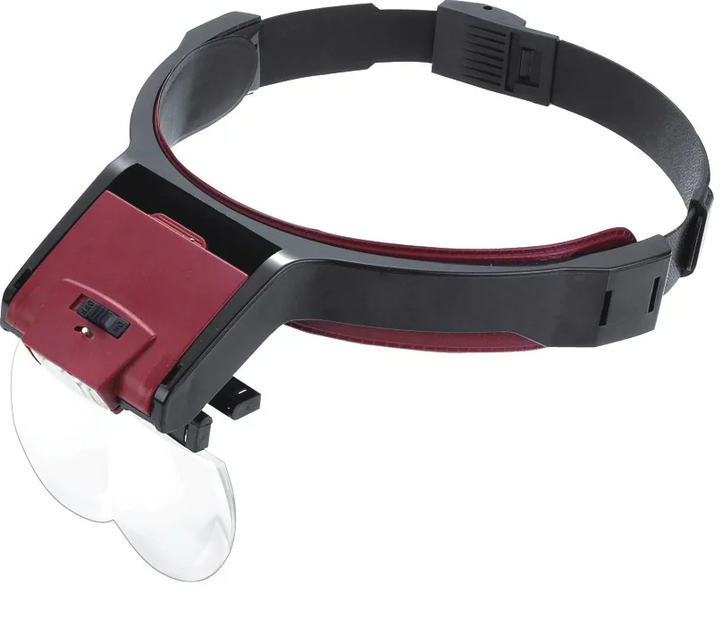 

Wearing Magnifier 1.7X 2X 2.5X 3.5X Magnifying Glass Loupe with LED Light Jewel Repair Illumination Helmet Style Headband