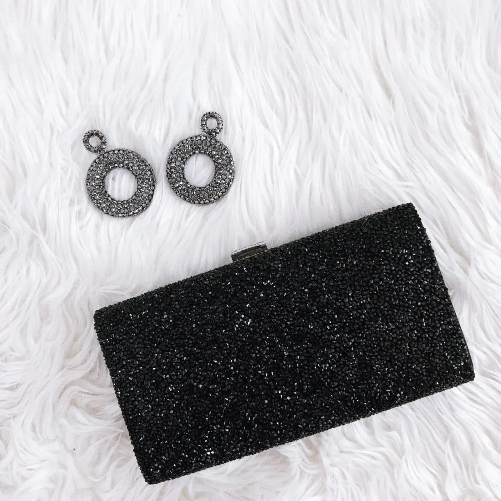FGGS-Woman Evening bag Women Diamond created Rhinestone Clutch Crystal Day Clutch Wallet Wedding Purse Party Banquet, Silver