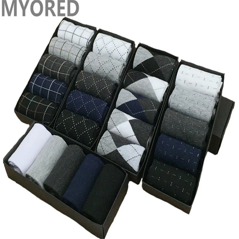 Летние мужские деловые носки MYORED, короткие дышащие хлопковые носки в горошек с алмазной леской, однотонные носки без коробки, 5 пар|short socks men|business socks mensocks men | АлиЭкспресс