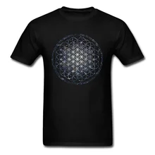 2019 Brand T-shirt Men Mandala T Shirts Flower Of Life Sacred Geometry Tops Tees Cotton Graphic Tshirt Star Cluster Chic Clothes flower cluster print slub t shirt