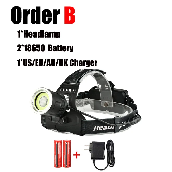 Yunmai люмен светодиодный налобный фонарь 4 режима USB головной светильник XML T6+ COB водонепроницаемый налобный фонарь для рыбалки охотничий светильник - Испускаемый цвет: Order B