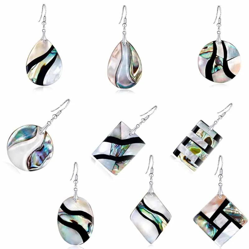 

Abalone Earrings Shell Water Drop Pendant Reflective Multi Color Gifts Women Jewelry Charm Decoration Vintage Fashion
