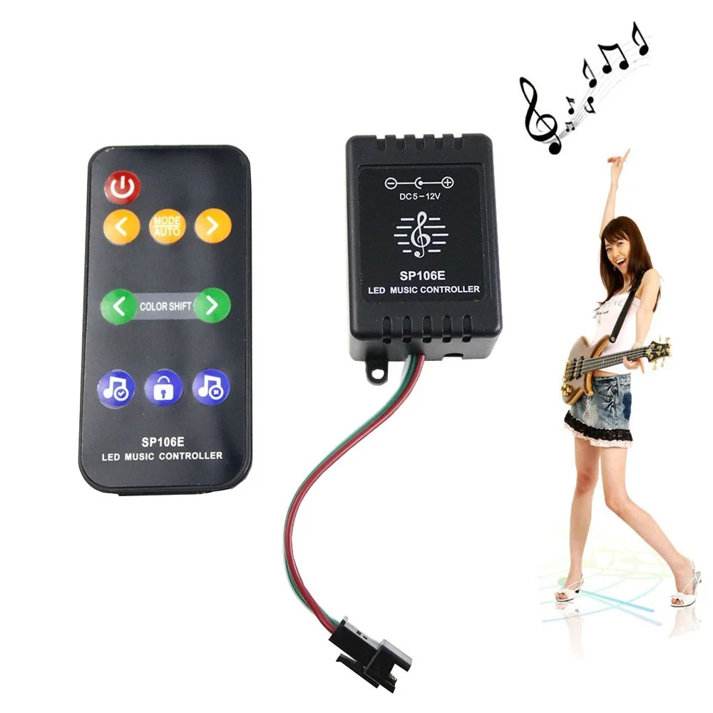 

Music Controller DC5-12V New 20 Key Music IR Controller Black Sound Sensor Remote For RGB LED Strip High Quality