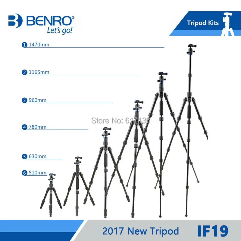 Benro IF19, алюминиевый штатив, портативные дорожные штативы для камеры, перезаряжаемый монопод, 5 секций, сумка для переноски, максимальная загрузка 8 кг, DHL