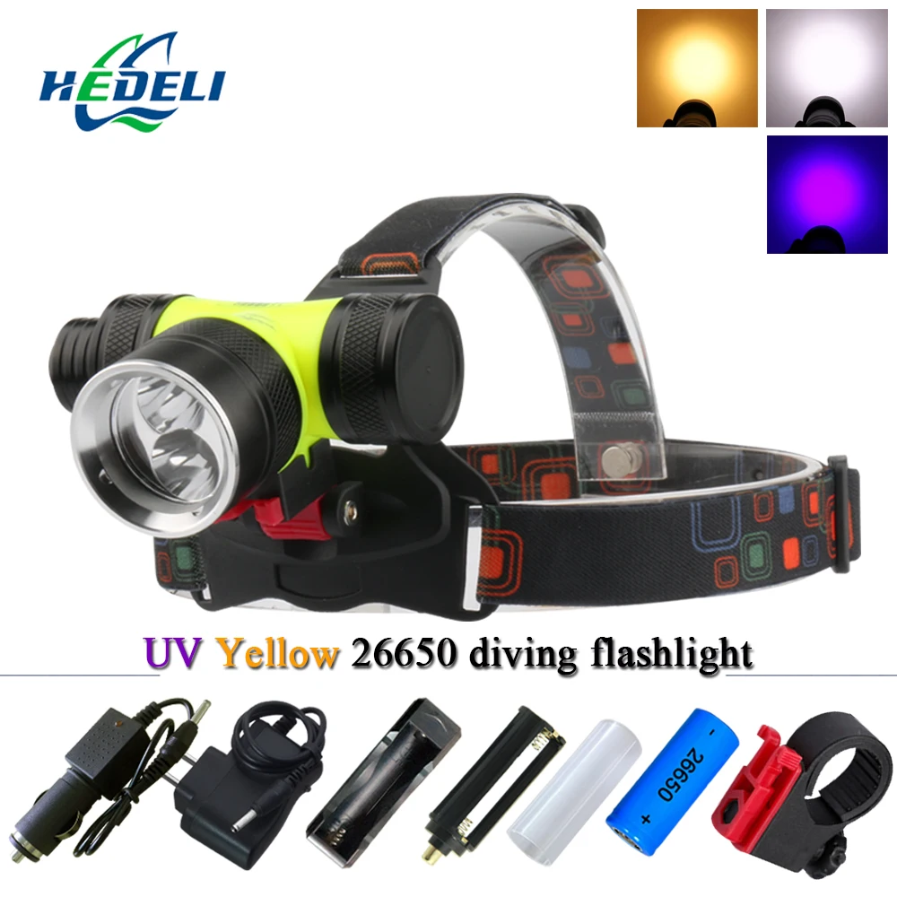 

fishing head lamp diving xml t6 l2 led headlamp 18650 or 26650 Rechargeable waterproof head torch led headlight underwater light