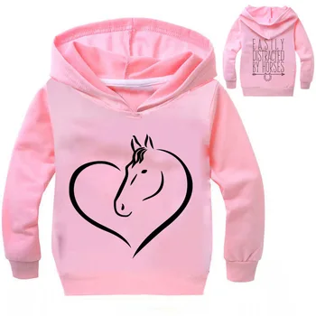 

Boys Girls Casual Hoodie Sweatshirts Horse T shirt Kids Long Sleeve Top Tee Enfant Shirt For Children Clothing Coat