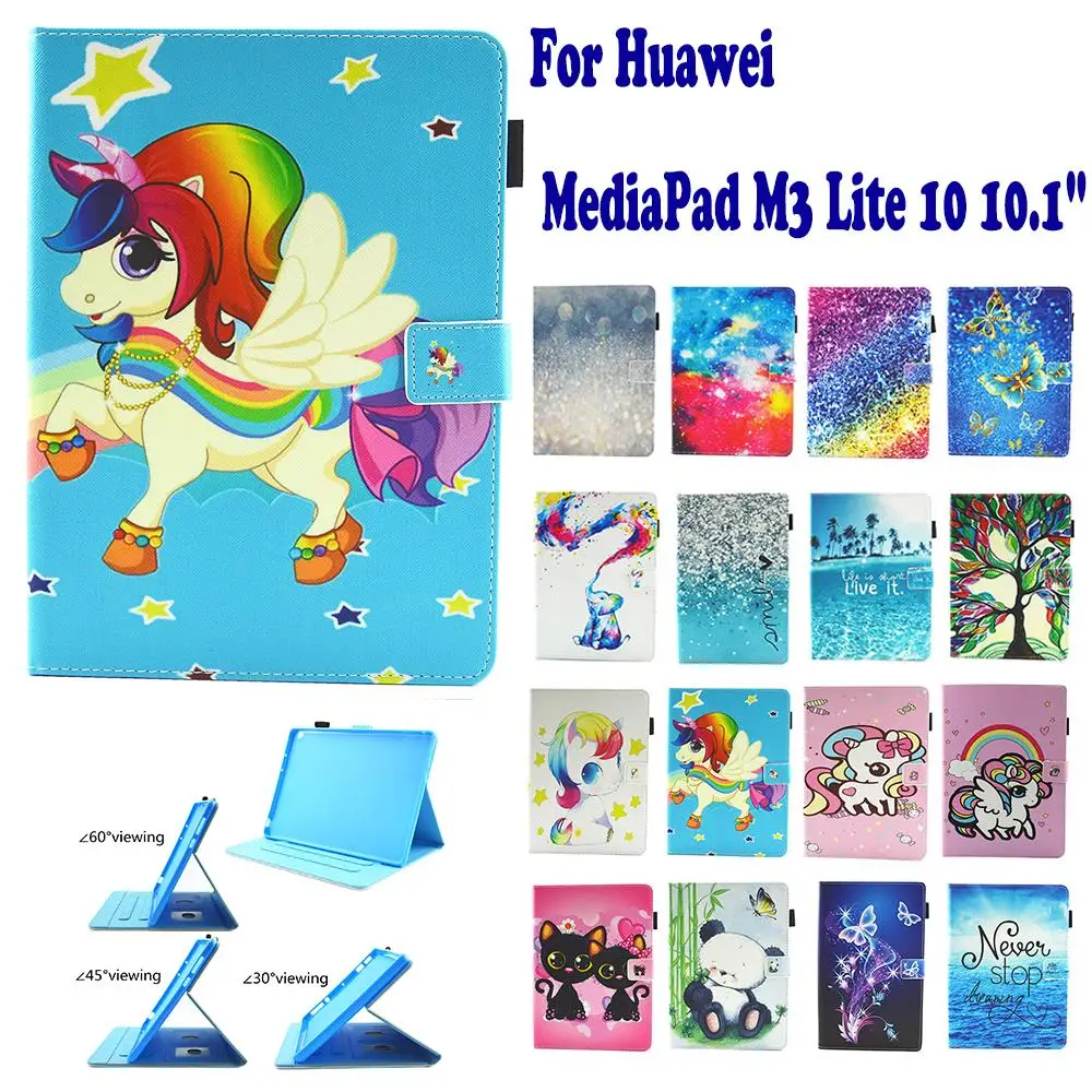 

Fashion Pattern Pu leather Case Stand holder Cover Case For Huawei MediaPad M3 Lite 10 BAH-W09 BAH-AL00 10.1 inch Tablet Coque
