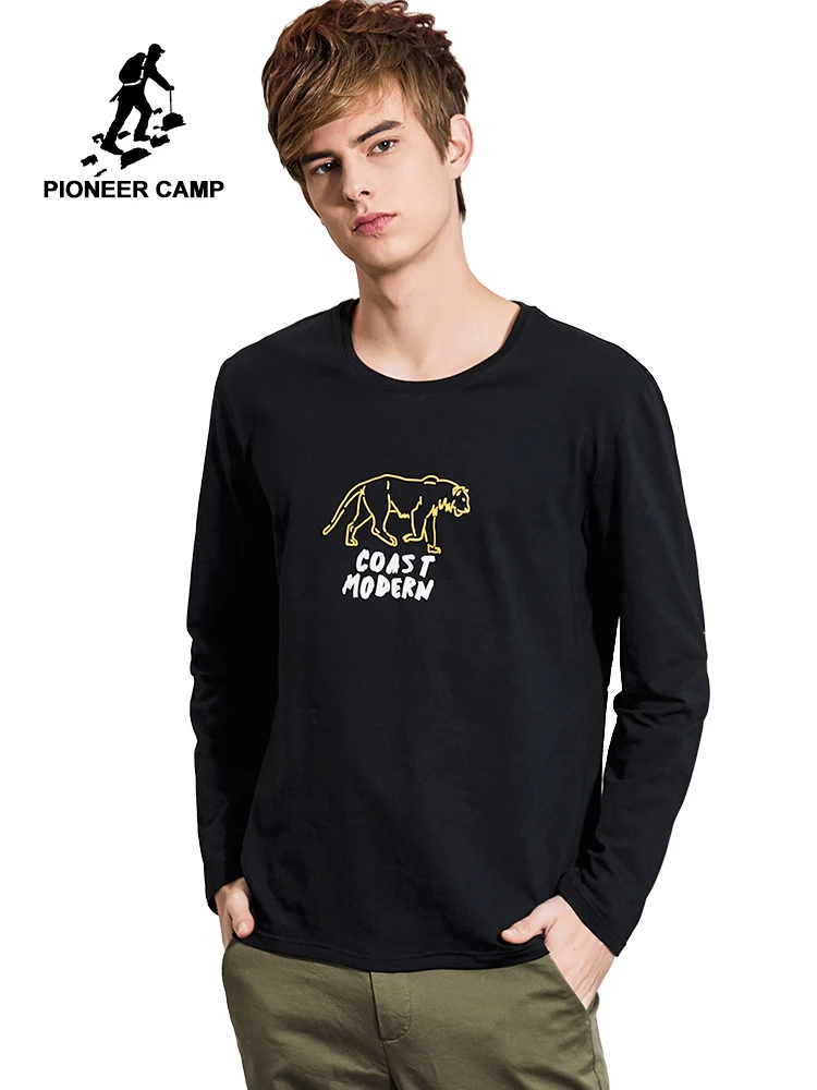 Pioneer Camp Футболка мужская Весенняя футболка с длинными рукавами и круглым вырезом