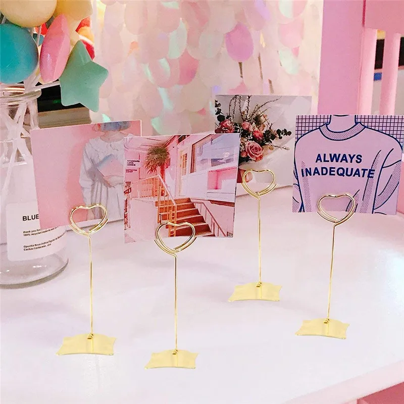

10pcs/Set Place Card Holder Heart Shape Clips Wedding Favors Place Card Holder Table Photo Memo Number Name Clips Base New 2019