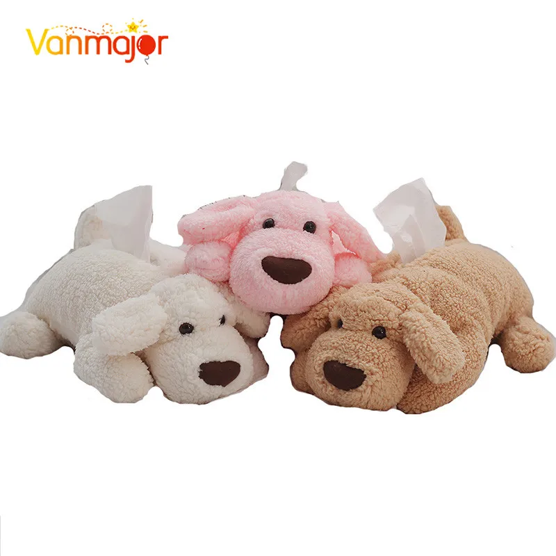 

Cartoon plush fabric car tissue box set cute Teddy dog paper sleeve roll paper tissue box