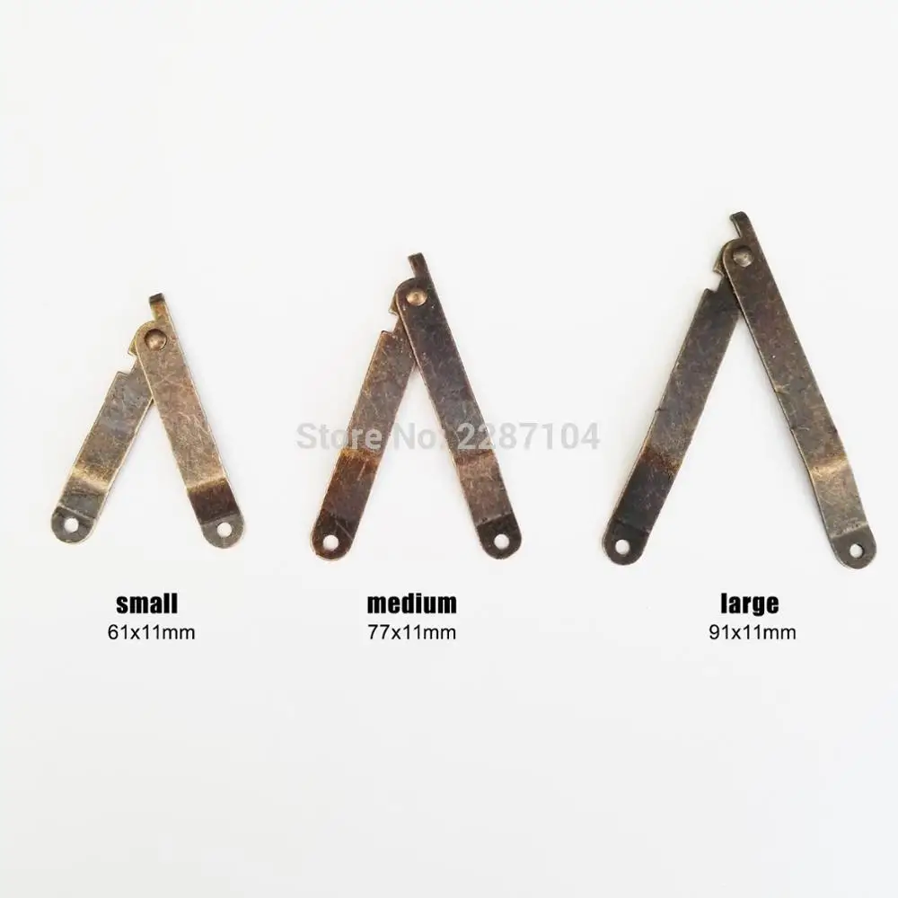 6pcs Antique brass Vintage Bronze Jewelry Chest Wooden Box Lid Support