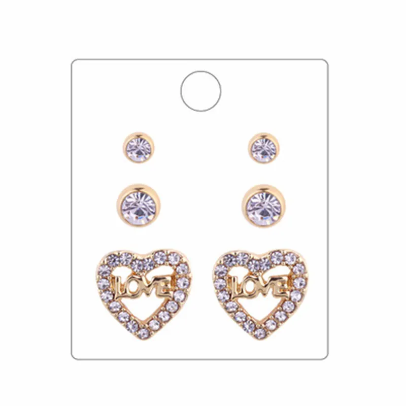 

BK 3 Pcs Personality Simple Student Earrings Female Love Letter Zircon Jewelry Ornament Earrings Gold Banquet Earring For Women