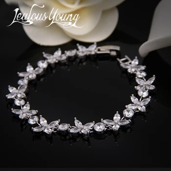 

2017 Classic Flower Design Charm Bracelet Femme Top Quality Zircon Bracelets For Women Bridal Bracelete Pulseras Mujer AB001